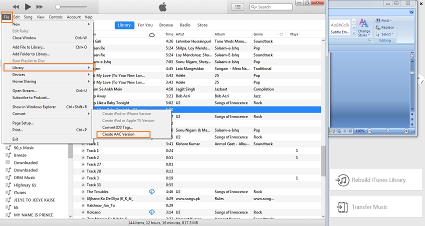convert mp3 to iphone ringtone with itunes-create aac version