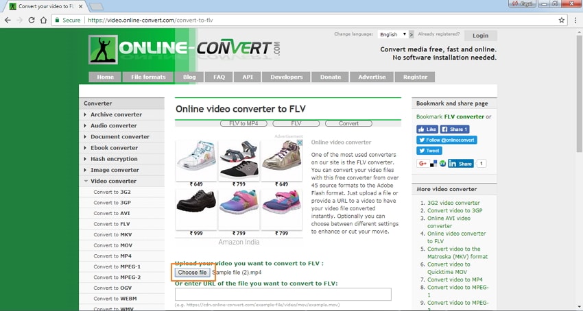 open Online Convert and add MP4 files