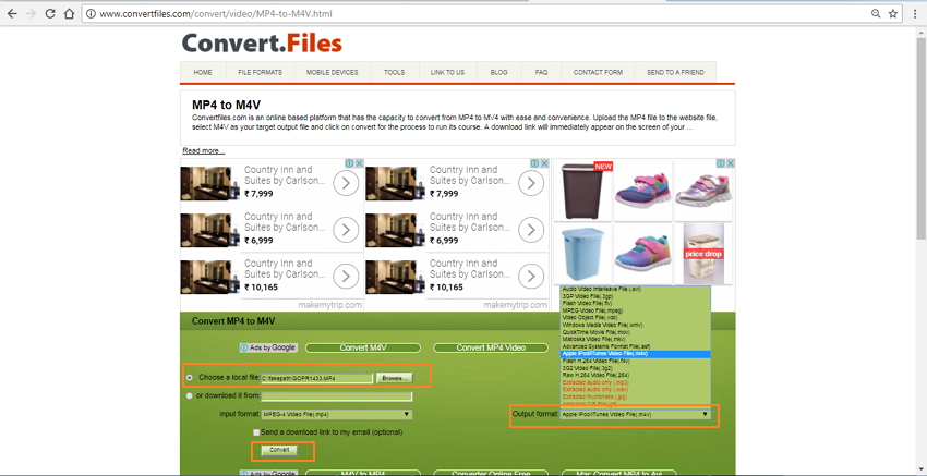 converter MP4 para M4V usando o Convert Files