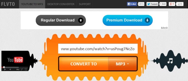 youtube to mp3 converter-flvto