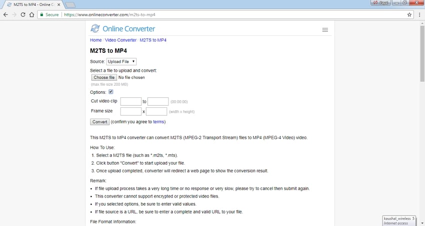 M2TS a MP4 con Online converter