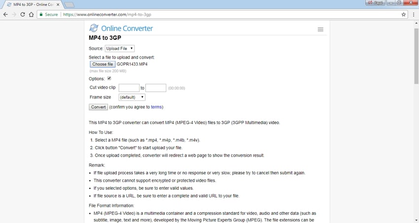 Онлайн-конвертер для конвертации в 3GP