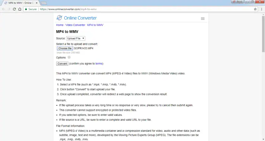 da mp4 a wmv online converter Online Converter