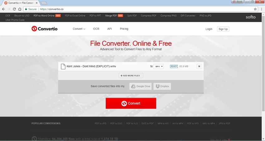convert MKV to mp4 online with Convertio