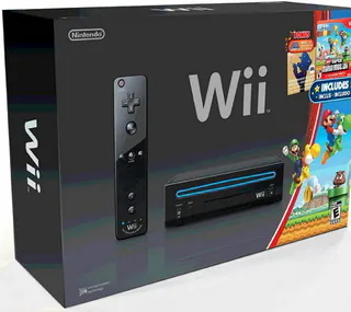 Wii Black Console with New Super Mario Brothers Wii and Music CD