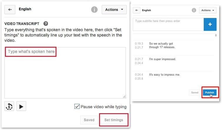 publish youtube video with subtitles