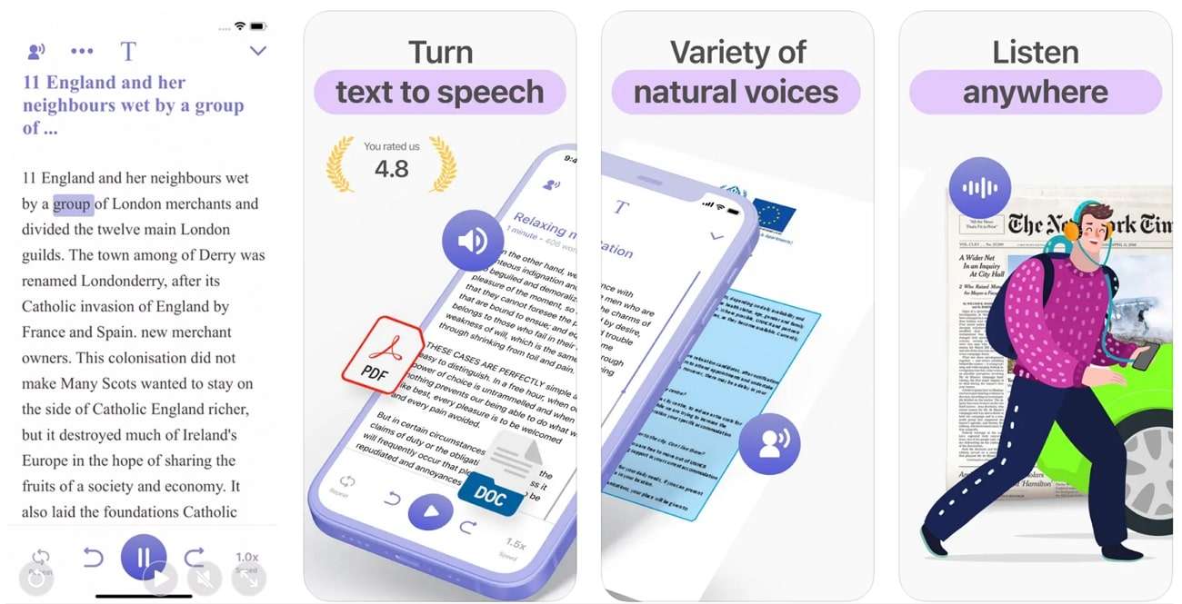 Synthy aplicación de lectura de texto a voz