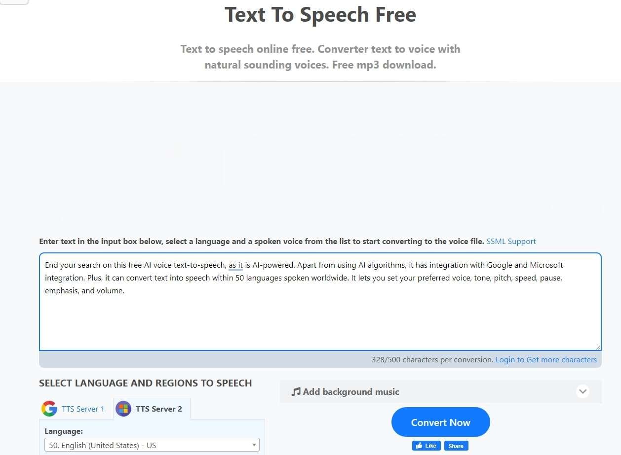 ttsfree.com kostenloses Text-zu-Sprache Tool