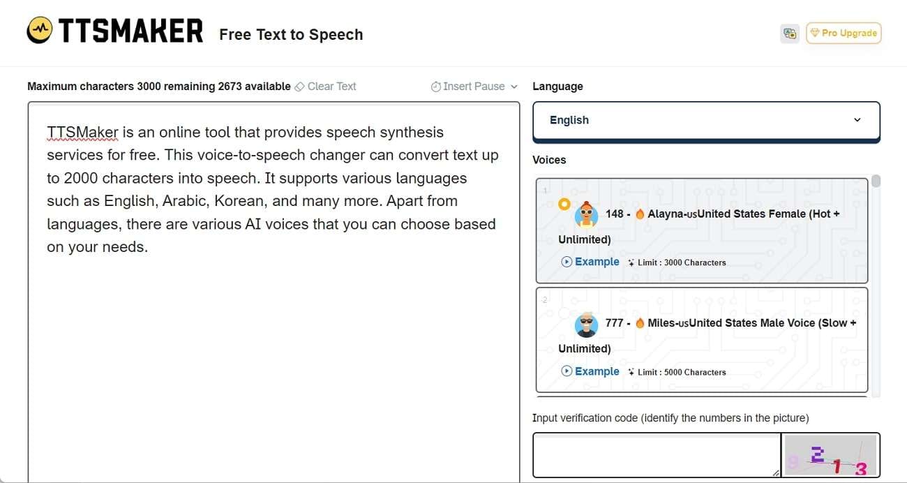 ttsmaker kostenloses Text-zu-Sprache Tool