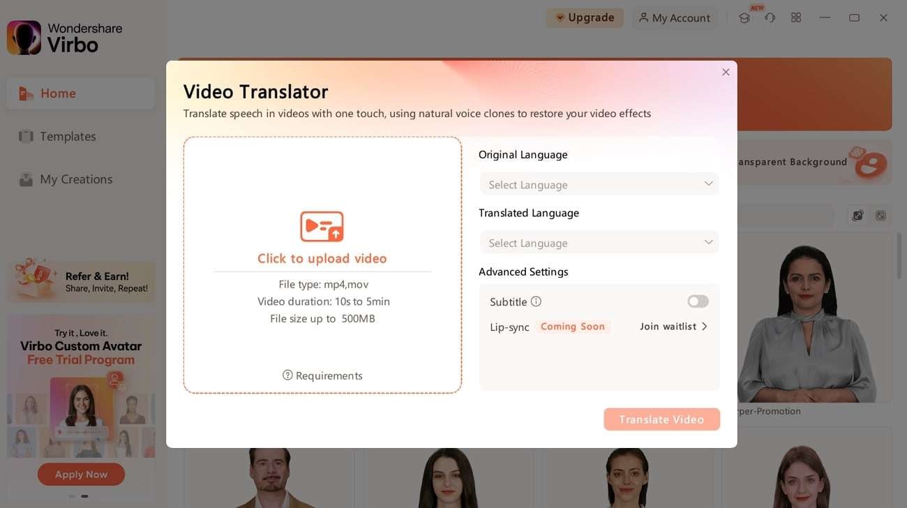 virbo traducir videos