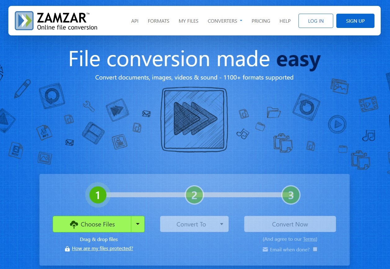 zamzar mod to mp4 converter