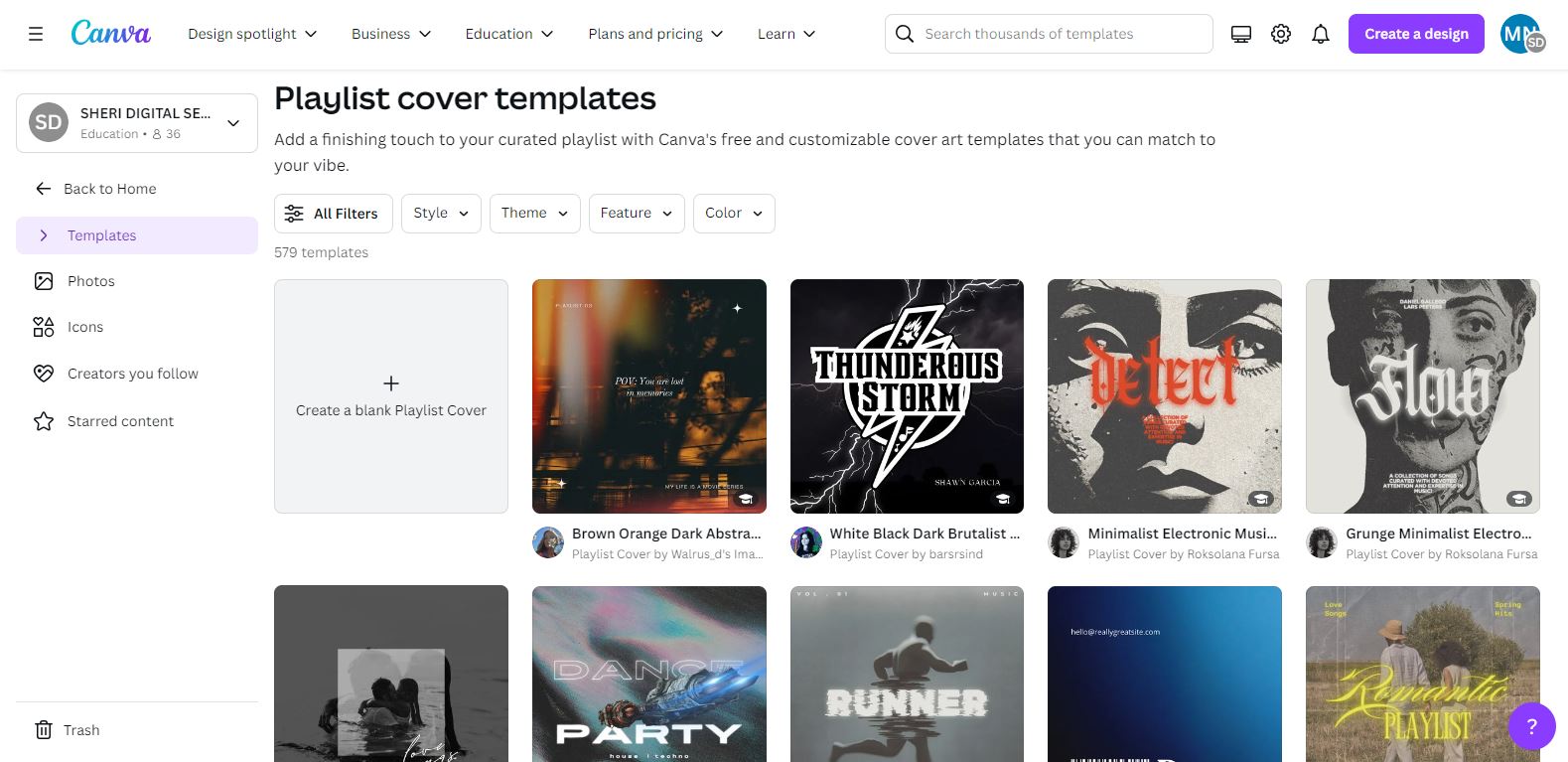 playlist cover images on canva