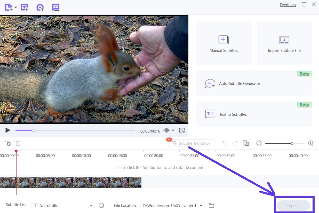 wondershare UniConverter auto subtitle step5
