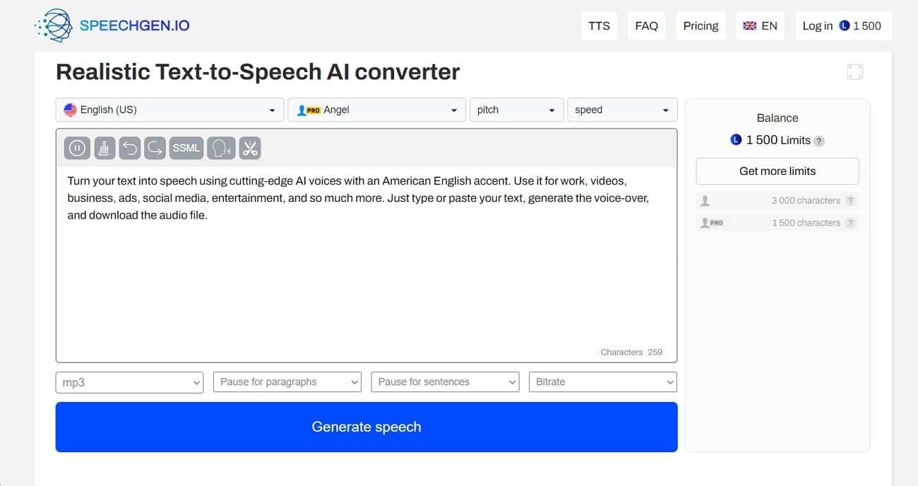 speechgen io convertidor de texto a voz