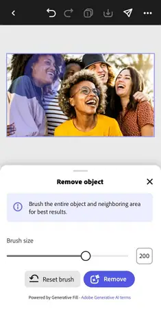 remove person from picture app adobe express