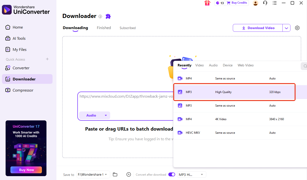 download mixcloud as mp3 uniconverter