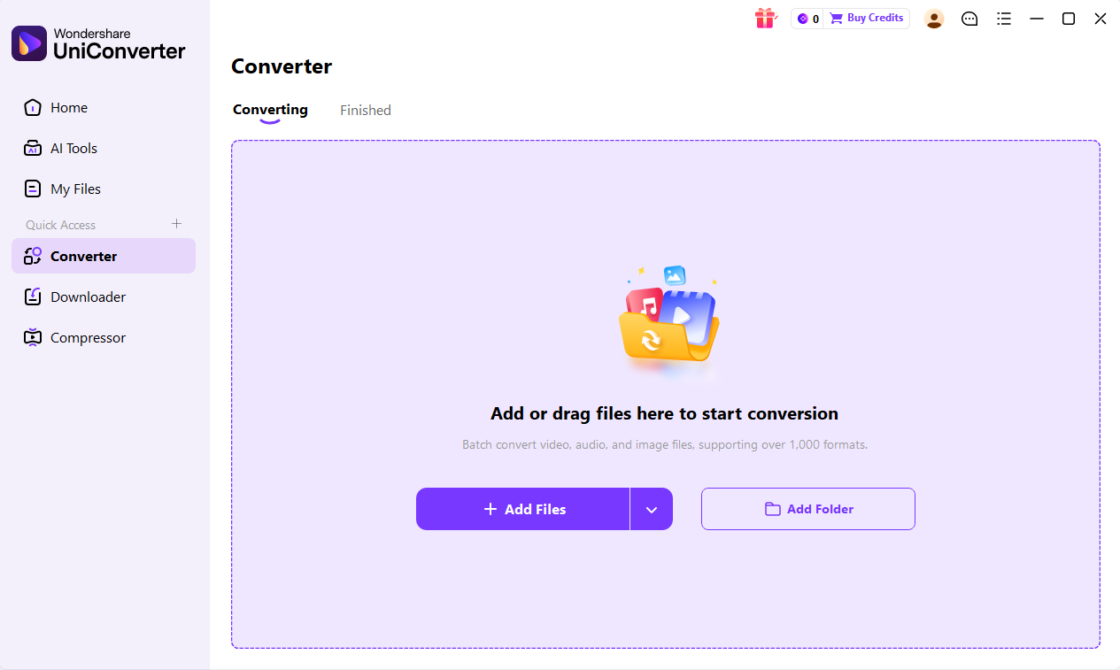 open converter feature in uniconverter