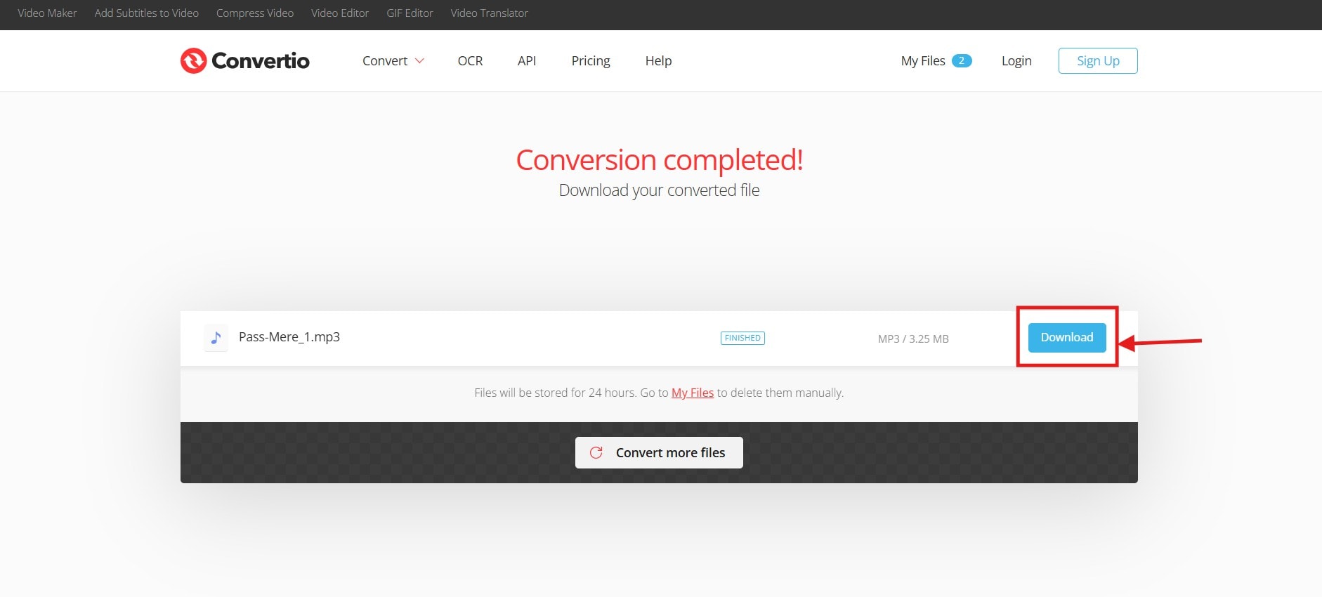convertio download the mp3 file
