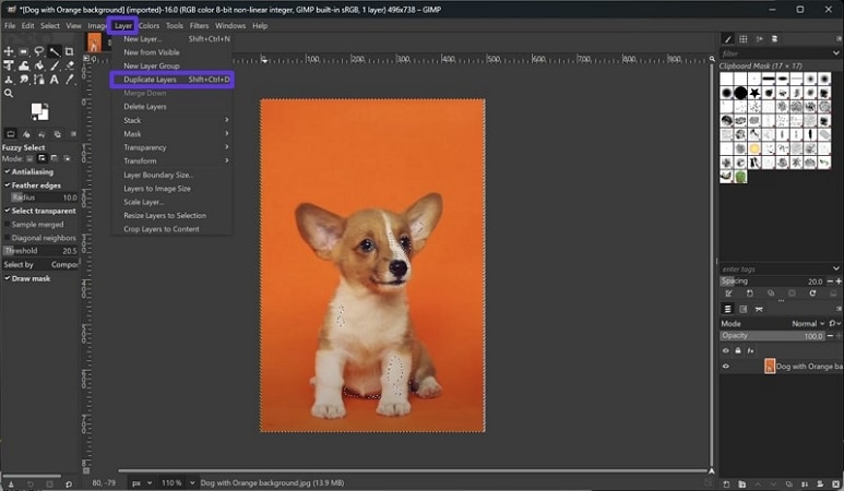 before gimp erase background create layers