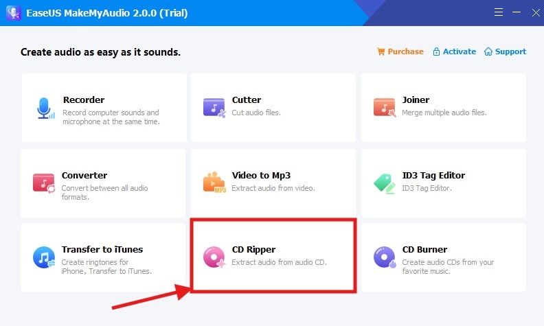 easeus makemyaudio cd ripper option