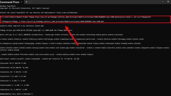 ffmpeg command prompt enter code