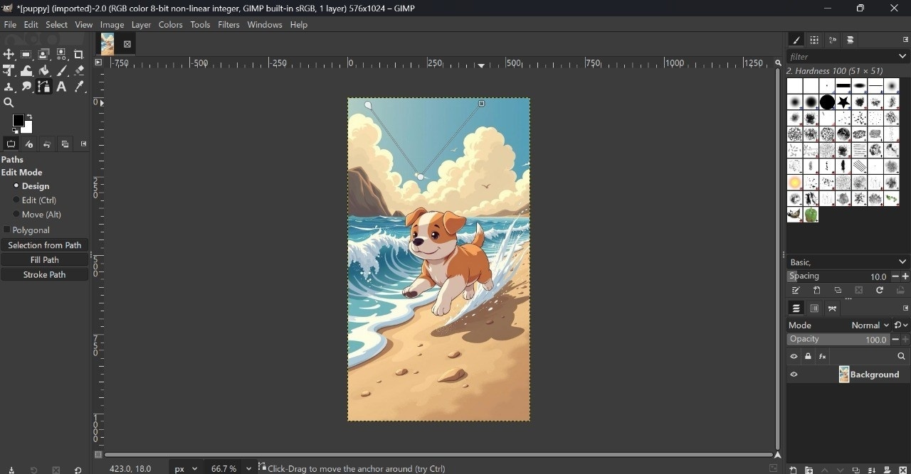 gimp create path