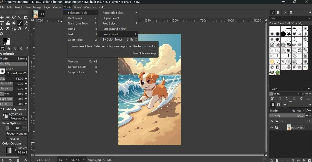 gimp fuzzy selection tool