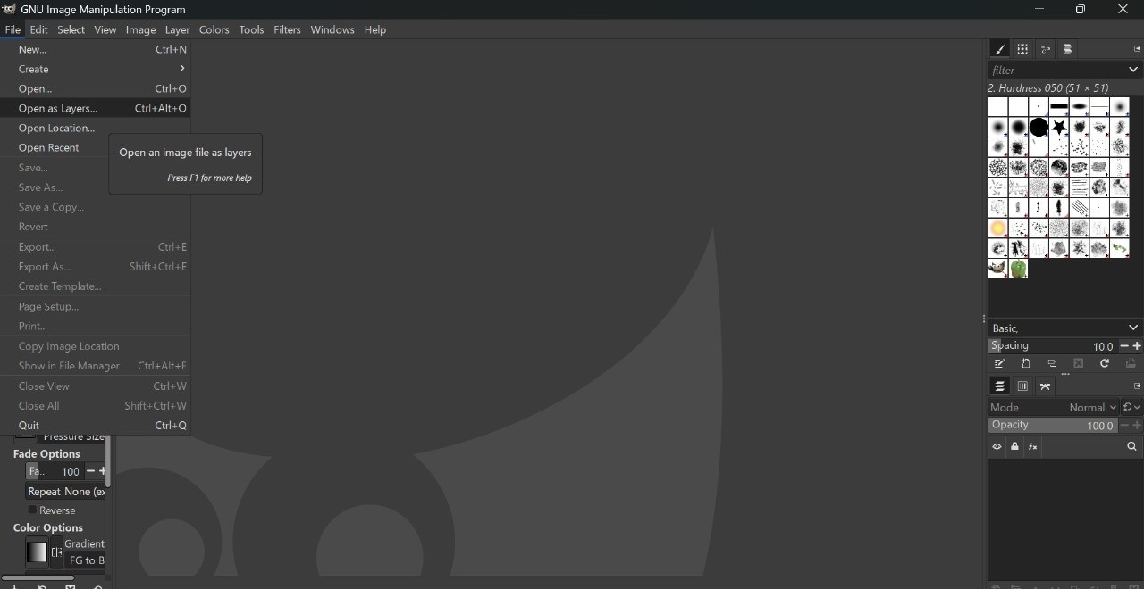 gimp open image as layer