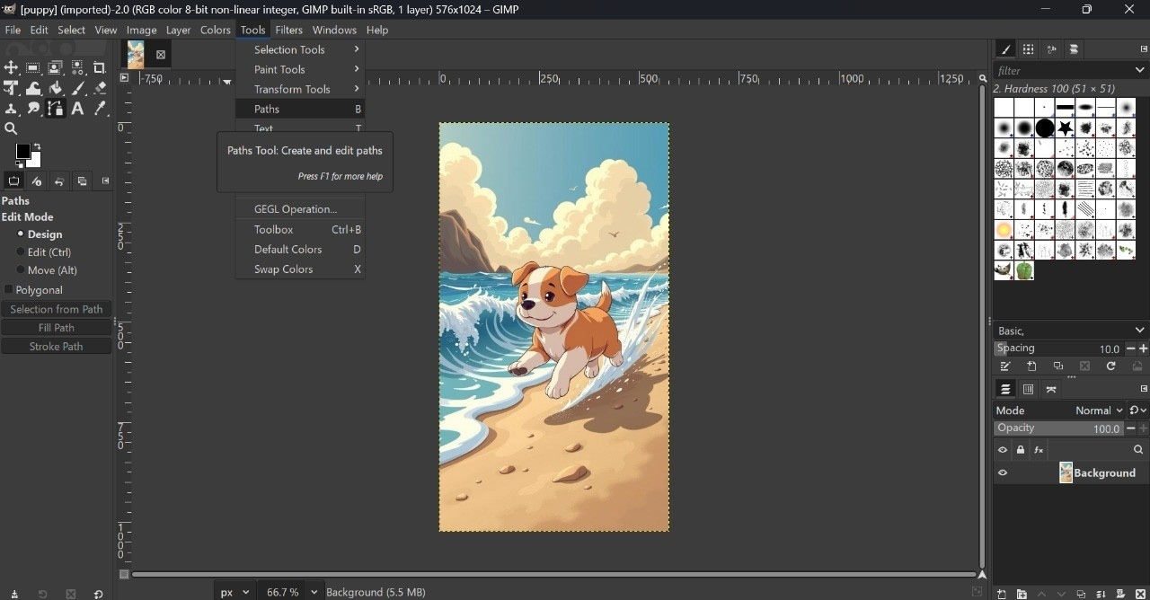 gimp path tool