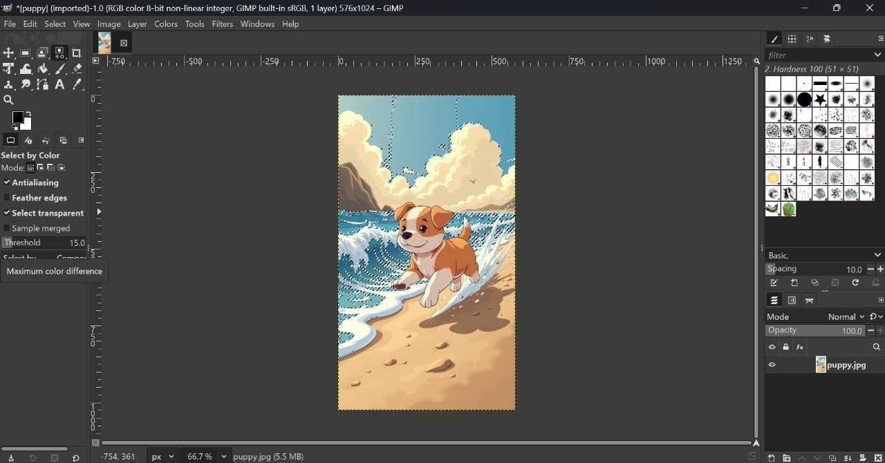gimp select background