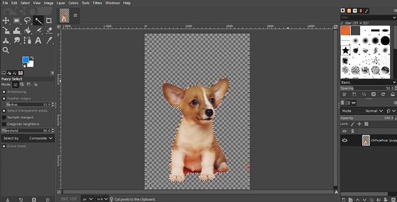 gimp cut out image ctrl-x keys