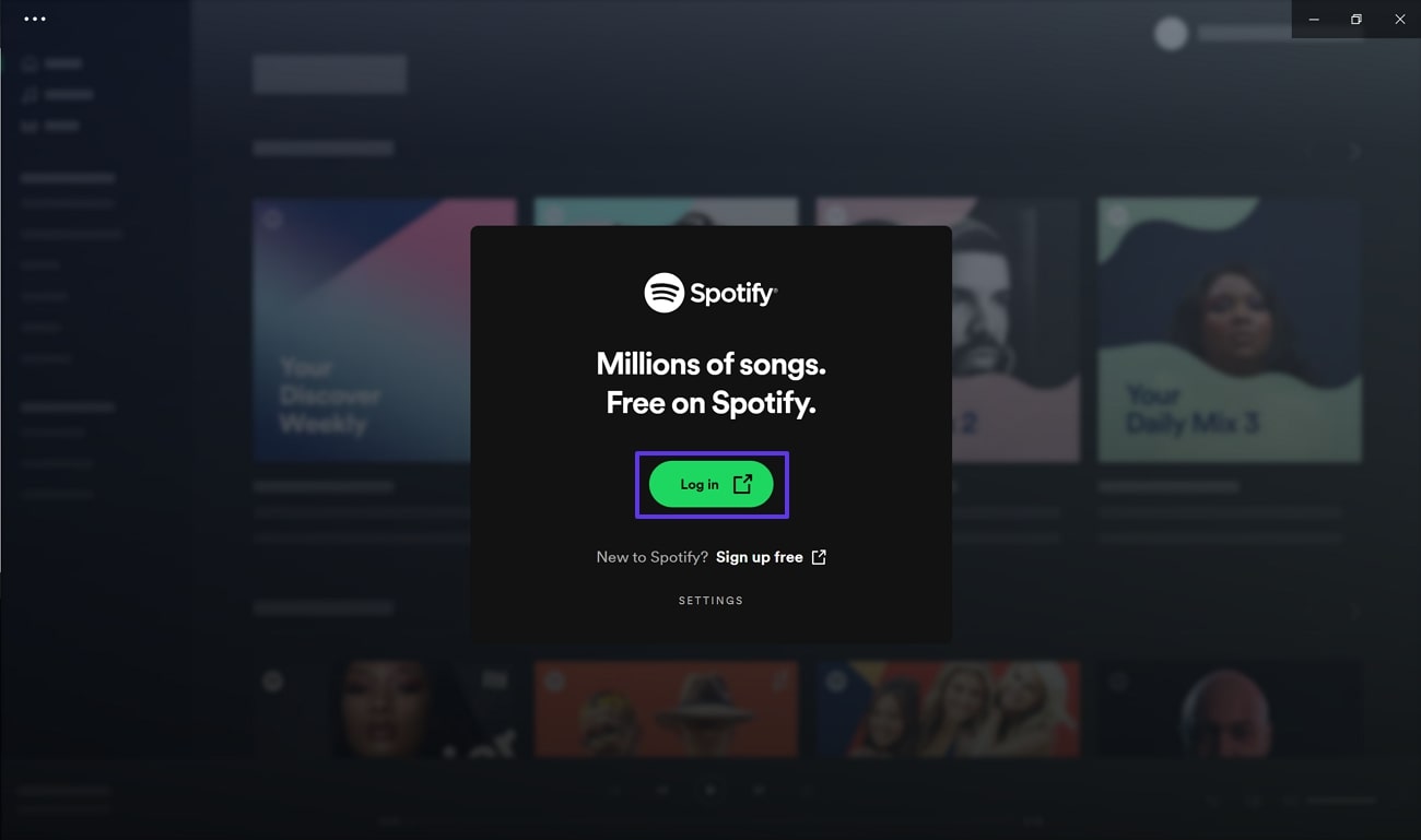 log into spotify desktop