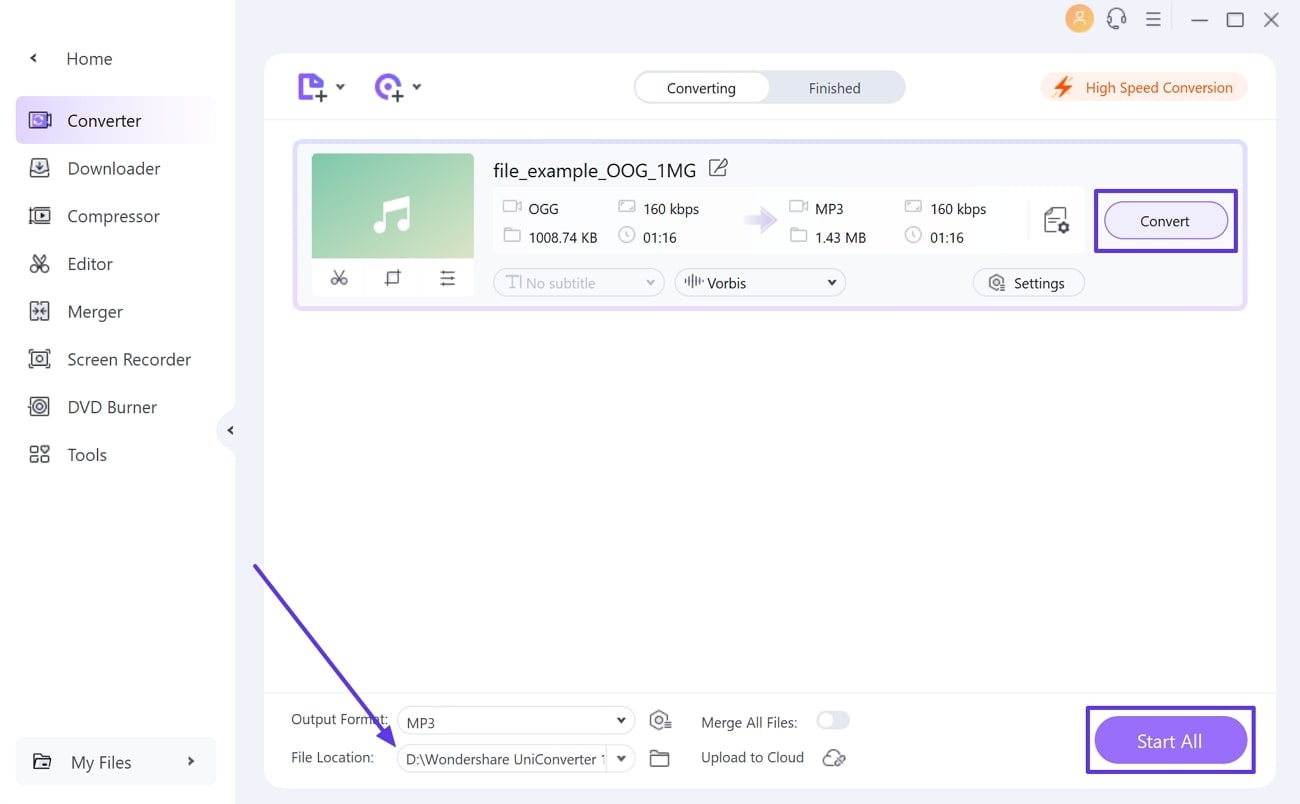 convert music using uniconverter