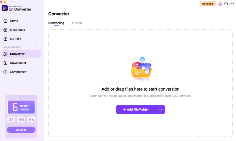 wondershare uniconverter converter dashboard