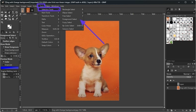 foreground tool get rid of background
