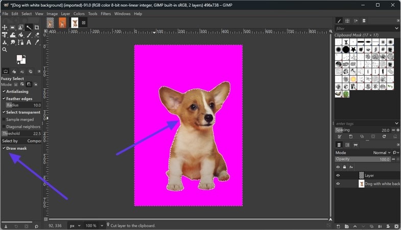 pick target to erase background in gimp