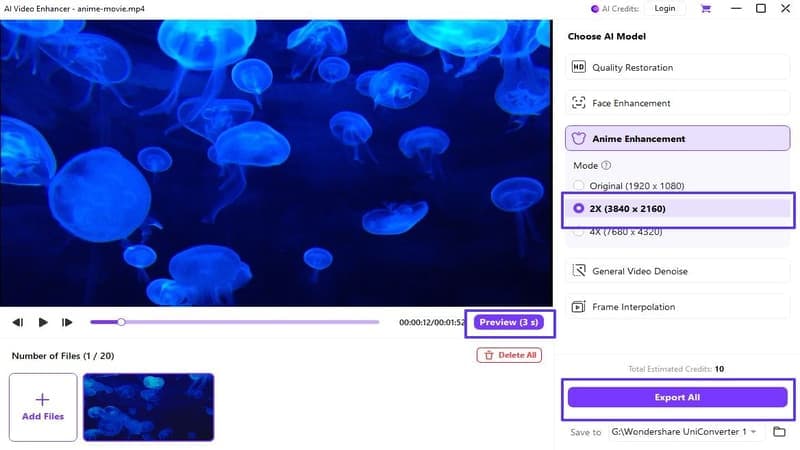 preview and export video in uniconverter