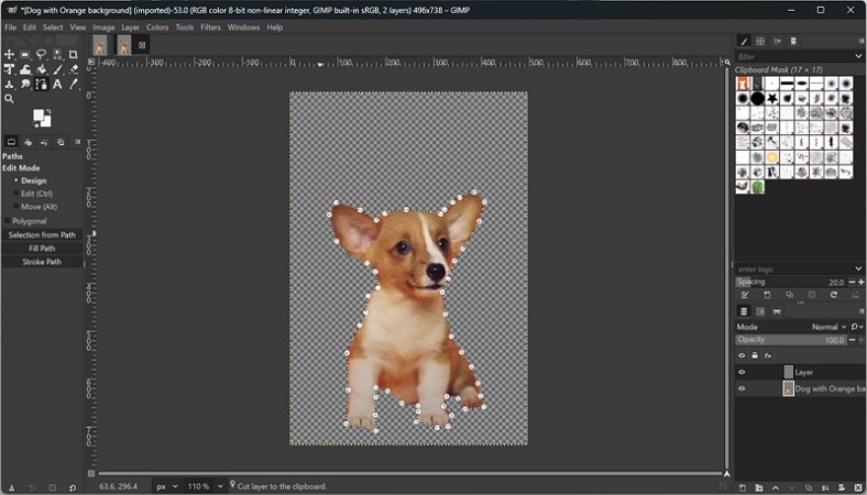 gimp erase background ctrl x keys