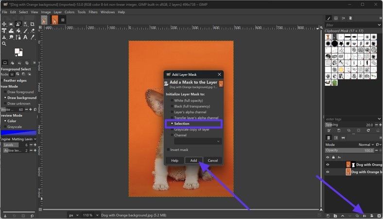 layer mask gimp cut out image