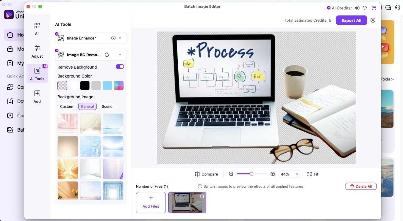 uniconverter image bg remover