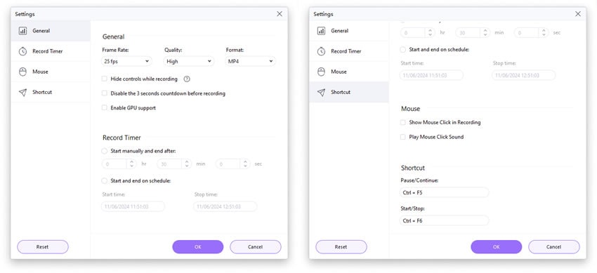 screen recording settings