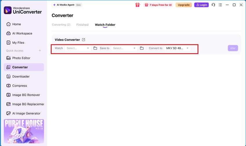 UniConverter 18 Watch Folder configuration for automatic video conversion