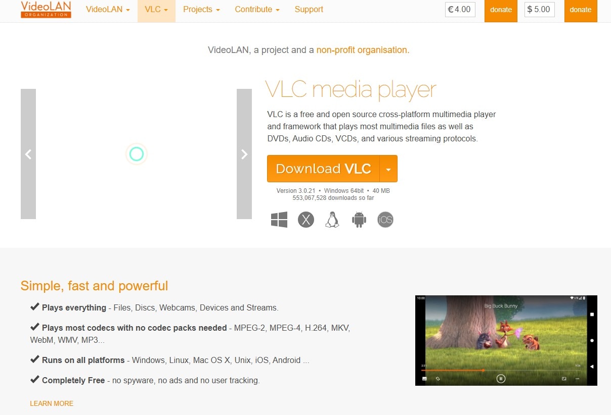 vlc media player homepage