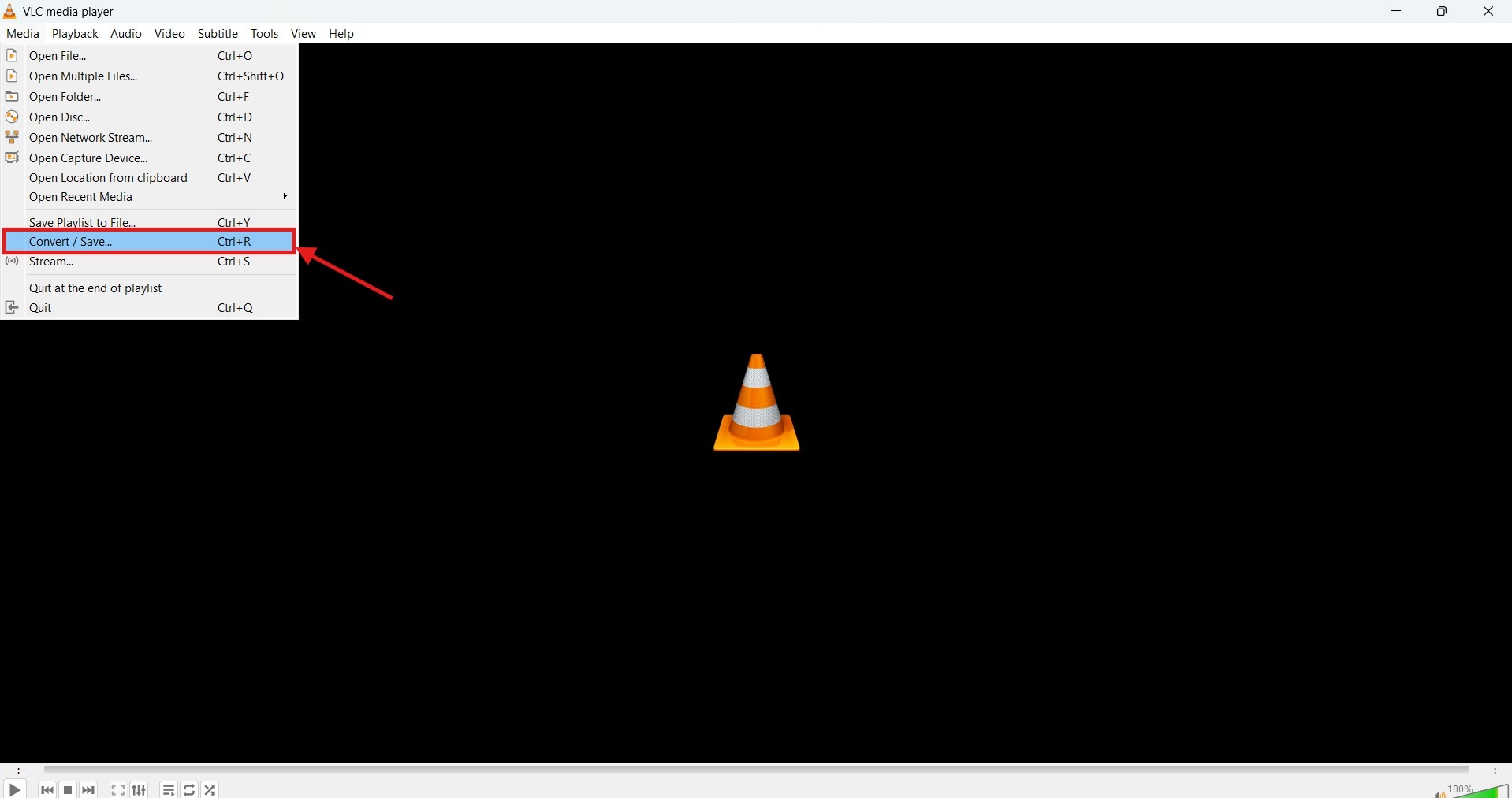 initiate the conversion process on vlc