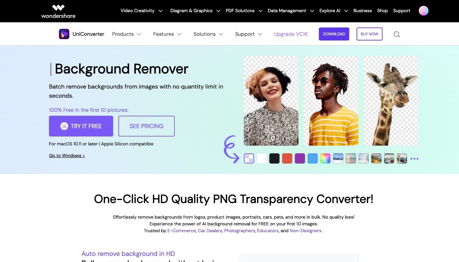 wondershare uniconverter background remover