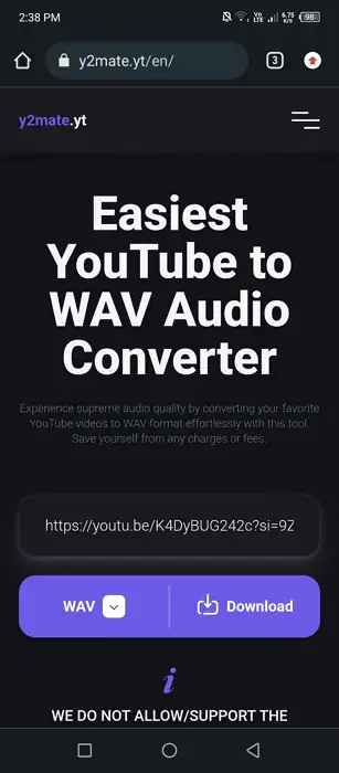 convert youtube to wav online