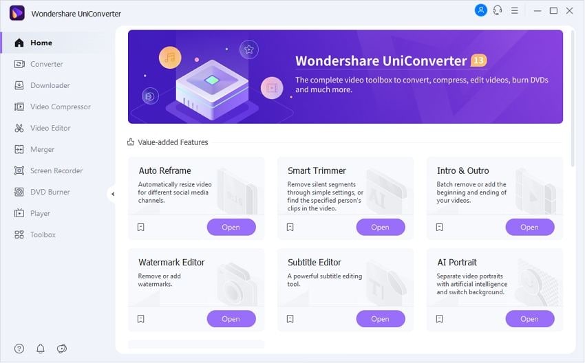 Launch Wondershare UniConverter