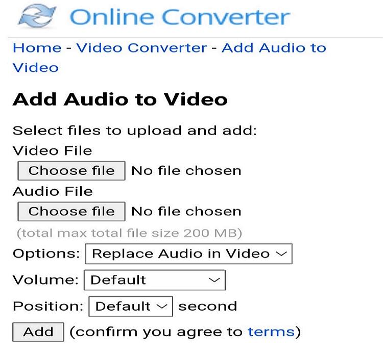 add audio to video online converter