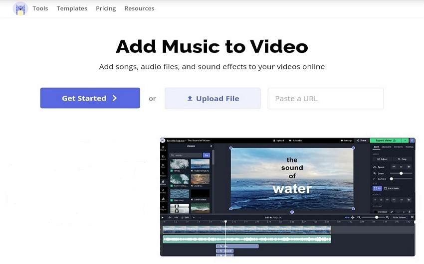 convertidor en línea para añadir música a video Kapwing