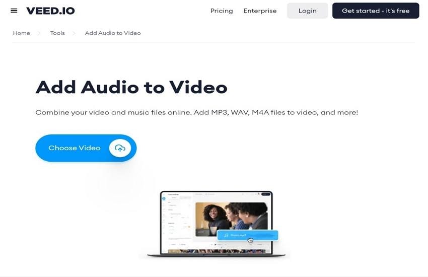 add music to video online converter Veed.io